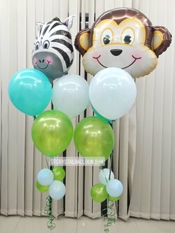 ลูกโป่ง วันเกิดเด็กชาย/เด็กหญิง Theme Animals Party ช่อ 4 ลูก 2 ช่อ พร้อมตกแต่ง สามารถเปลี่ยนสีลูกโป่ง/เปลี่ยนฟอยล์การ์ตูนได้