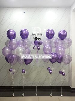 ลูกโป่ง วันเกิด Bubble USA 24" Theme สีม่วง พร้อมตกแต่ง ช่อลูกโป่ง 7 ลูก 4 ช่อ,ลูกโป่งใส ใส่กลิตเตอร์ สามารถเปลี่ยนสีลูกโป่ง/เปลี่ยนข้อความได้