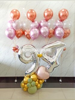 ลูกโป่ง วันเกิด ช่อลูกโป่งสีโครเมี่ยม ช่อ 5 ลูก 4 ช่อ พร้อม ฟอยล์ตัวเลข ขนาด 40" ตั้งฐานคู่ 1 ชิ้น พร้อมตกแต่ง สามารถเปลี่ยนสีลูกโป่ง/เปลี่ยนสี-ฟอยล์ตัวเลข/เปลี่ยนสี-ฟอยล์ตกแต่งได้