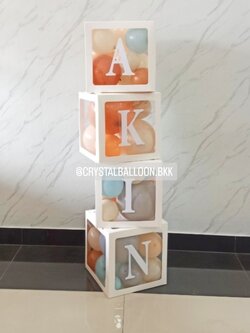 ลูกโป่ง Welcome Baby กล่องใส ติดตัวอักษร 4 กล่อง Theme Earth Tone พร้อมตกแต่ง สามารถเปลี่ยนสีลูกโป่ง/เปลี่ยนข้อความได้