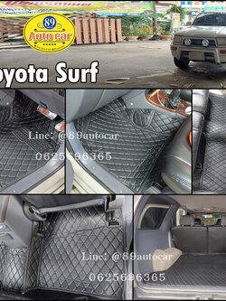พรมปูพื้นรถยนต์ Toyota Surf ปูพรม6D สีดำด้ายดำ ลายเคฟล่า เต็มคัน