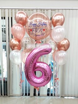 ลูกโป่ง วันเกิดเด็ก Bubble ขนาด 24" พร้อมตกแต่ง ช่อลูกโป่ง 7 ลูก 2 ช่อ,ลูกโป่งใส ใส่กลิตเตอร์,ฟอยล์ตัวเลข ขนาด 40" 1 ตัว สามารถเปลี่ยนสีลูกโป่ง/เปลี่ยนข้อความ/เปลี่ยนขนาด/เปลี่ยนสี-ฟอยล์ตัวเลขได้