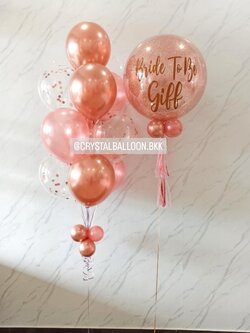 ลูกโป่ง Bride To Be Bubble ขนาด 24" สีโรสโกลด์ พร้อมตกแต่ง ช่อลูกโป่ง 10 ลูก 1 ช่อ,ลูกโป่งใส ใส่Confetti สามารถเปลี่ยนสีลูกโป่ง/เปลี่ยนข้อความ/เปลี่ยนขนาดได้