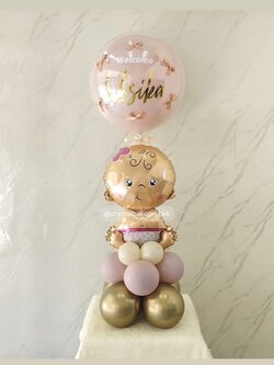 ลูกโป่ง Welcome Baby Girl ฟอยล์เด็กผญ. ตั้งฐาน 1 ชิ้น สีคาเมเลียโครเมียม/Sand/Dusk Pink ลูกโป่งยาง สี Dusk Pink 1 ลูก พร้อม ประดับโบว์จิ๋ว 6 ชิ้น พร้อมตกแต่ง สามารถเปลี่ยนสีลูกโป่ง/เปลี่ยนฟอยล์ตกแต่งได้