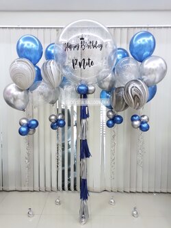 ลูกโป่ง วันเกิด Bubble ขนาด 36" สียอดนิยม พร้อม ช่อลูกโป่ง 4 ช่อ,ลูกโป่งลายหิน USA 4 ลูก ,ลูกโป่งใส ใส่กลิตเตอร์ พร้อมตกเเต่ง สามารถเปลี่ยนสีลูกโป่ง/เปลี่ยนข้อความ/เปลี่ยนขนาดได้