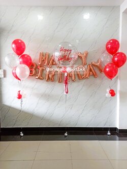 ลูกโป่งเซอร์ไพรส์วันเกิด Bubble ขนาด 24" กลิตเตอร์สีเงิน , ลูกโป่งช่อ 5 ลูก 2 ช่อ ,ฟอยล์แฮปปี้เบริด์เดย์ 1 ชุด , พร้อมตกแต่ง สามารถเปลี่ยนสีลูกโป่ง/เปลี่ยนข้อความได้