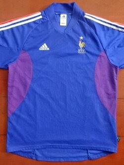 เสื้อฟุตบอล ทีมชาติฝรั่งเศส ชุดเหย้า ชุดลุยศึกฟุตบอลโลก 2002 L-Size / FRANCE Football Shirt Home Kit World Cup 2002 Jersey L-Size