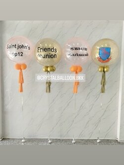 ลูกโป่ง เปิดงาน Bubble ขนาด 24" กลิตเตอร์สีส้ม 2 ลูก พร้อม Bubble ขนาด 24" กลิตเตอร์สีทอง 2 ลูก พร้อมตกแต่ง สามารถเปลี่ยนสีลูกโป่ง/เปลี่ยนข้อความ/เปลี่ยนขนาดได้