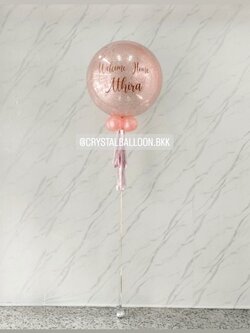 ลูกโป่ง Welcome Home Bubble ขนาด 24" กลิตเตอร์สีโรสโกล 1 ลูก พร้อมตกแต่ง สามารถเปลี่ยนสีลูกโป่ง/เปลี่ยนข้อความ/เปลี่ยนขนาดได้