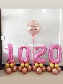 ลูกโป่ง เปิดงาน Bubble 36" กลิตเตอร์โรสโกลด์ พร้อม ฟอยล์ตัวเลข ขนาด 40" ตั้งฐาน 4 ชิ้น พร้อมตกแต่ง สามารถเปลี่ยนสีลูกโป่ง/เปลี่ยนข้อความ/เปลี่ยนสี-ฟอยล์ตัวเลขได้