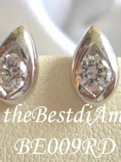 BE009RD+++ต่างหูหมุดหยดน้ำ+++ ล้อมรอบเพชรเม็ดกลม เรียบๆแต่ดูเก๋