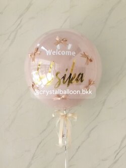 ลูกโป่ง Welcome Baby ลูกโป่งยาง สี Dusk Pink 1 ลูก พร้อม ประดับโบว์จิ๋ว 6 ชิ้น พร้อมตกแต่ง สามารถเปลี่ยนสีลูกโป่ง/เปลี่ยนข้อความ/เปลี่ยนขนาดได้