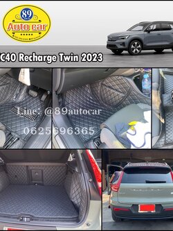 พรมปูพื้นรถยนต์ Volvo XC40 2023 ปูพรม6D สีดำด้ายดำ เต็มคัน