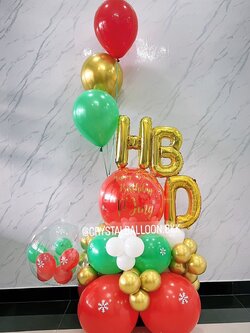 ลูกโป่ง วันเกิด Air Filled Theme คริสมาสต์ พร้อม ฟอยล์ตัวอักษร ขนาด 16" 3 ตัวอักษร พร้อมตกแต่ง ช่อลูกโป่ง 3 ลูก สามารถเปลี่ยนสีลูกโป่ง/เปลี่ยนข้อความ/เปลี่ยนสี-ฟอยล์ตัวอักษรได้