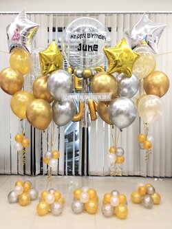 ลูกโป่ง วันเกิด Bubble ขนาด 24" พร้อม ฟอยล์ตัวอักษร 7 ตัวอักษร พร้อม ช่อลูกโป่ง 4 ช่อ,ฟอยล์ดาว ขนาด 24" 4 ชิ้น พร้อมตกเเต่ง สามารถเปลี่ยนสีลูกโป่ง/เปลี่ยนสี-ตัวอักษร HBD/เปลี่ยนสี-ตัวอักษรชื่อเจ้าของวันเกิดได้