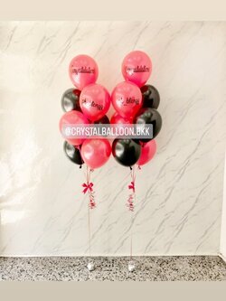 ลูกโป่ง แสดงความยินดี ช่อลูกโป่ง ช่อ 7 ลูก 2 ช่อ Theme ดำ-แดง พร้อมตกแต่ง สามารถเปลี่ยนสีลูกโป่ง/เปลี่ยนข้อความได้