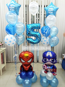 ลูกโป่ง วันเกิดเด็กชาย Theme Spider-Man/Captain America พร้อม ช่อลูกโป่งฟอยล์ดาว 24" 2 ช่อ,ลูกโป่งลายจุด,ลูกโป่งลายหิน 2 ลูก,ฟอยล์ตัวเลข ขนาด 40" 1 ชิ้น พร้อมตกเเต่ง สามารถเปลี่ยนสีลูกโป่ง/เปลี่ยนสี-ฟอยล์ตัวเลข/เปลี่ยนฟอยล์การ์ตูน/เปลี่ยนข้อความ