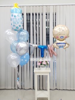 ลูกโป่ง Welcome Baby Boy ช่อลูกโป่งฟอยล์ขวดนม ช่อ 7 ลูก 1 ช่อ พร้อมตกแต่ง ฟอยล์เด็กทารก 1 ชิ้น,ฟอยล์ตัวอักษร ขนาด 16" 3 ตัวอักษร สามารถเปลี่ยนสีลูกโป่ง/เปลี่ยนสี-ฟอยล์ตัวอักษร/เปลี่ยนฟอยล์ตกแต่งได้