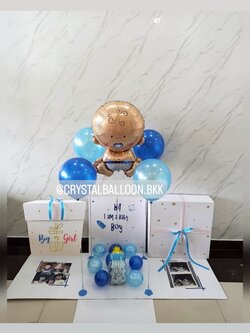 Welcome Baby Boy กล่องเซอร์ไพรส์ พร้อมตกแต่ง ฟอยล์เด็กทารกใหญ่ 1 ชิ้น,ลูกโป่ง 4 ลูก สามารถใส่รูปได้ 2 ใบ สามารถเปลี่ยนสีลูกโป่ง/เปลี่ยนข้อความได้