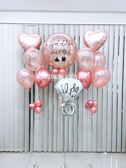 ลูกโป่ง งานแต่ง Bubble ขนาด 24" Theme สีโรสโกล พร้อม ช่อลูกโป่งฟอยล์หัวใจ 18" 2 ช่อ พร้อม ฟอยล์แหวนใหญ่ 1 ชิ้น,ลูกโป่งใส ใส่กลิตเตอร์ พร้อมตกเเต่ง สามารถเปลี่ยนสีลูกโป่ง/เปลี่ยนข้อความ/เปลี่ยนขนาดได้