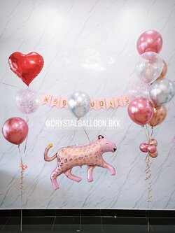 ลูกโป่ง Welcome Baby ช่อลูกโป่ง 7 ลูก 1 ช่อ พร้อม ป้ายธง 10 ตัวอักษร พร้อมตกแต่ง ฟอยล์เสือใหญ่ 1 ชิ้น,ช่อลูกโป่งฟอยล์หัวใจ 18" 1 ช่อ,ลูกโป่งใส ใส่กลิตเตอร์ สามารถเปลี่ยนสีลูกโป่ง/เปลี่ยนข้อความ/เปลี่ยนสี-ป้ายธง/เปลี่ยนฟอยล์ตกแต่งได้