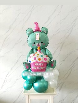 ลูกโป่ง วันเกิดเด็ก ฟอยล์หมี ตั้งฐาน 1 ชิ้น พร้อมตกแต่ง สามารถเปลี่ยนสีลูกโป่ง/เปลี่ยนสี-ฟอยล์ตกแต่งได้