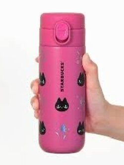 กระติกน้ำ Starbuck ขนาดพกพา ลายน้องแมวสุดน่ารัก 380 มล.