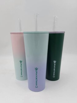 แก้วสแตนเลส พร้อมหลอด ขนาด 750 ml