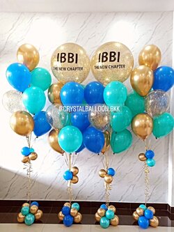 ลูกโป่ง เปิดงาน ช่อ Bubble ขนาด 24" สีทอง ช่อ 10 ลูก 2 ช่อ พร้อมตกแต่ง ช่อลูกโป่ง 9 ลูก 2 ช่อ,ลูกโป่งใส ใส่ กลิตเตอร์ สามารถเปลี่ยนสีลูกโป่ง/เปลี่ยนข้อความ/เปลี่ยนขนาดได้