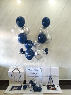 Happy Birthday Surprised Box กล่องเซอร์ไพรส์ พร้อม ลูกโป่ง 4 ลูก ,ลูกโป่งช่อ 5 ลูก 2 ช่อ , พร้อมตกเเต่ง สามารถใส่รูปได้ 3 ใบ สามารถเปลี่ยนสีลูกโป่ง/เปลี่ยนสีข้อความได้