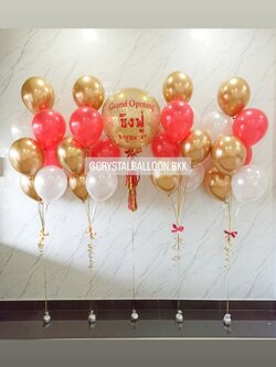 ลูกโป่ง เปิดร้าน Bubble ขนาด 24" กลิตเตอร์สีทอง พร้อม ช่อลูกโป่ง ช่อ 7 ลูก 4 ช่อ พร้อมตกแต่ง สามารถเปลี่ยนสีลูกโป่ง/เปลี่ยนข้อความ/เปลี่ยนขนาดได้