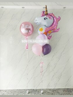 ลูกโป่ง วันเกิดเด็ก ฟอยล์กลม USA สีชมพู ขนาด 18" พร้อม ช่อลูกโป่งฟอยล์ Unicorn ช่อ 5 ลูก 1 ช่อ,ลูกโป่งลายหิน USA 1 ลูก พร้อมตกแต่ง สามารถเปลี่ยนสีลูกโป่ง/เปลี่ยนข้อความ/เปลี่ยนสี-ฟอยล์ตกแต่งได้