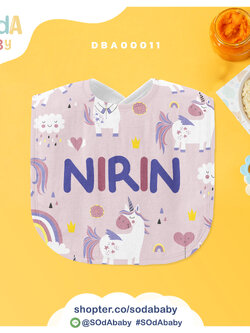 ผ้าซับน้ำลาย ลาย Unicorn3 📌ใส่ชื่อได้ รหัส DBA00011 #SOdAbaby