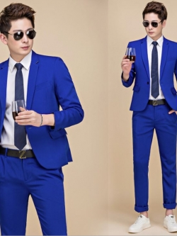 Pre-order ชุดสูทชาย สีน้ำเงินสด สไตล์เกาหลี