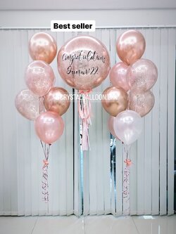 ลูกโป่ง แสดงความยินดี Bubble ขนาด 24" พร้อม ช่อลูกโป่ง ช่อ 7 ลูก 2 ช่อ พร้อมตกเเต่ง สามารถเปลี่ยนสีลูกโป่ง/เปลี่ยนข้อความ/เปลี่ยนขนาดได้