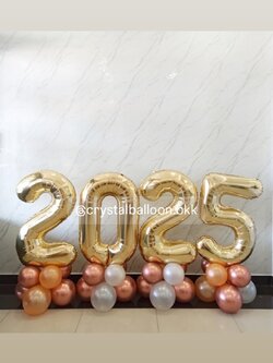 ลูกโป่ง New Year ฟอยล์ตัวเลข ขนาด 40" 4 ชิ้น ตั้งฐาน พร้อมตกแต่ง สามารถเปลี่ยนสีลูกโป่ง/เปลี่ยนสี-ฟอยล์ตัวเลขได้