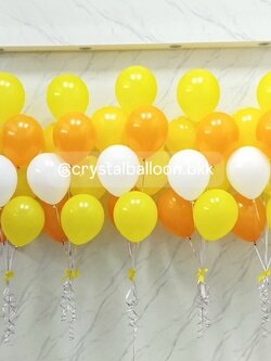 ลูกโป่ง แสดงความยินดี ช่อลูกโป่ง ช่อ 7 ลูก 5 ช่อ ธีมสีเหลือง-ส้ม พร้อมตกแต่ง สามารถเปลี่ยนสีลูกโป่งได้