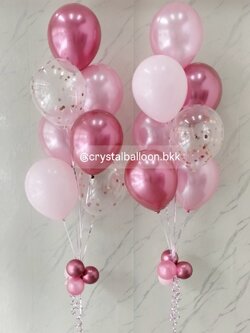 ลูกโป่งแบบช่อ , ลูกโป่งช่อ 7 ลูก 2 ช่อ , พร้อมตกเเต่ง สามารถเปลี่ยนสีลูกโป่ง/ข้อความสามารถเพิ่มได้