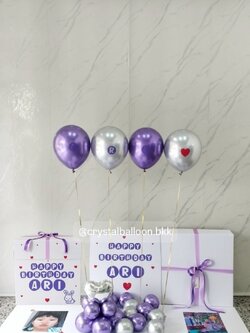 Happy birthday Surprised Box กล่องเซอร์ไพรส์วันเกิด พร้อม ลูกโป่ง 4 ลูก พร้อมตกเเต่ง สามารถใส่รูปได้ 2 ใบ สามารถเปลี่ยนสีลูกโป่ง/เปลี่ยนสีข้อความได้