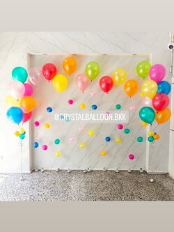 ลูกโป่ง ประดับภายในงาน ลูกโป่งฟองอากาศ Theme คัลเลอร์ฟูล 10 เส้น พร้อมตกแต่ง ช่อลูกโป่ง 7 ลูก 2 ช่อ สามารถเปลี่ยนสีลูกโป่งได้