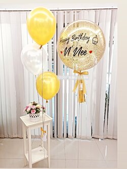 ลูกโป่ง วันเกิด Bubble ขนาด 24" พร้อม ช่อลูกโป่ง ช่อ 3 ลูก 1 ช่อ พร้อมตกเเต่ง สามารถเปลี่ยนสีลูกโป่ง/เปลี่ยนข้อความ/เปลี่ยนขนาดได้