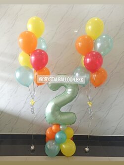 ลูกโป่ง วันเกิดเด็ก ฟอยล์ตัวเลข ขนาด 40" สีเขียวพาสเทล ตั้งฐาน 1 ชิ้น พร้อม ช่อลูกโป่ง ช่อ 7 ลูก 1 ช่อ พร้อมตกแต่ง สามารถเปลี่ยนสีลูกโป่ง/เปลี่ยนสี-ฟอยล์ตัวเลขได้