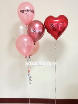 ลูกโป่ง แสดงความยินดี ช่อลูกโป่ง 5 ลูก 1 ช่อ พร้อมตกแต่ง ฟอยล์หัวใจ 18" 1 ชิ้น สามารถเปลี่ยนสีลูกโป่ง/เปลี่ยนข้อความได้