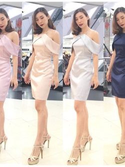 ชุดเพื่อนเจ้าสาว ชุดราตรีสั้น Daisy - Sweet halter & pencil skirt