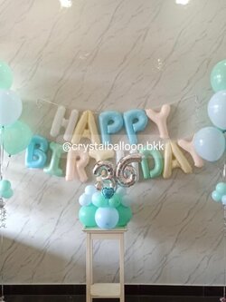 ลูกโป่ง วันเกิด ธีมพาสเทล เขียว-ฟ้า ช่อลูกโป่ง 5 ลูก 2 ช่อ พร้อม ฟอยล์ตัวเลข 16" ตั้งฐาน 2 ชิ้น ฟอยล์ตัวอักษร Happy Birthday ขนาด 16" สีพาสเทล หลากสี พร้อมตกแต่ง สามารถเปลี่ยนสี-ฟอยล์ตัวอักษรได้