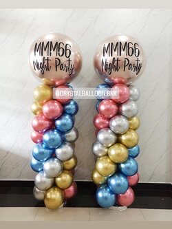 เสาลูกโป่ง เปิดงาน ลูกโป่งยาง ขนาด 36" สีแชมเปญ 2 เสา พร้อมตกแต่ง สามารถเปลี่ยนสีลูกโป่ง/เปลี่ยนข้อความได้