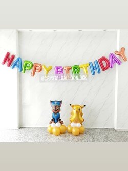 ลูกโป่ง วันเกิดเด็ก ฟอยล์ Paw Patrol ตั้งฐาน 1 ชิ้น,ฟอยล์ ปิกาจู ตั้งฐาน 1 ชิ้น พร้อม ฟอยล์ตัวอักษร Happy Birthday ขนาด 16" 1 ชิ้น พร้อมตกเเต่ง สามารถเปลี่ยนสีลูกโป่ง/เปลี่ยนฟอยล์ตกเเต่งได้
