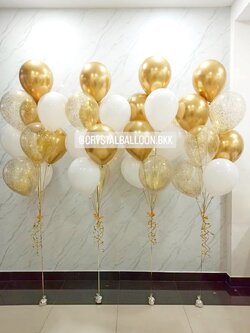 ลูกโป่ง เปิดงาน ช่อลูกโป่ง ช่อ 9 ลูก 4 ช่อ พร้อม ลูกโป่งใส ใส่กลิตเตอร์ พร้อมตกเเต่ง สามารถเปลี่ยนสีลูกโป่ง/เปลี่ยนข้อความได้