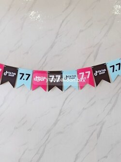 ป้ายธง เปิดงาน 10 ตัวอักษร พร้อมตกแต่ง สามารถเปลี่ยนสีตัวอักษร/เปลี่ยนข้อความได้