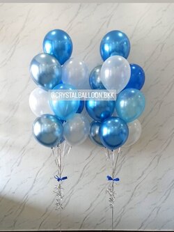 ลูกโป่ง อำลา ช่อลูกโป่ง ช่อ 10 ลูก 2 ช่อ Theme สีฟ้าโครเมี่ยม-น้ำเงินโครเมี่ยม พร้อมตกแต่ง สามารถเปลี่ยนสีลูกโป่งได้